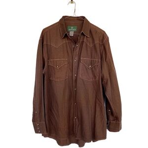 SCHNEE’S Western Silk blend Brown snap button down Mens size M